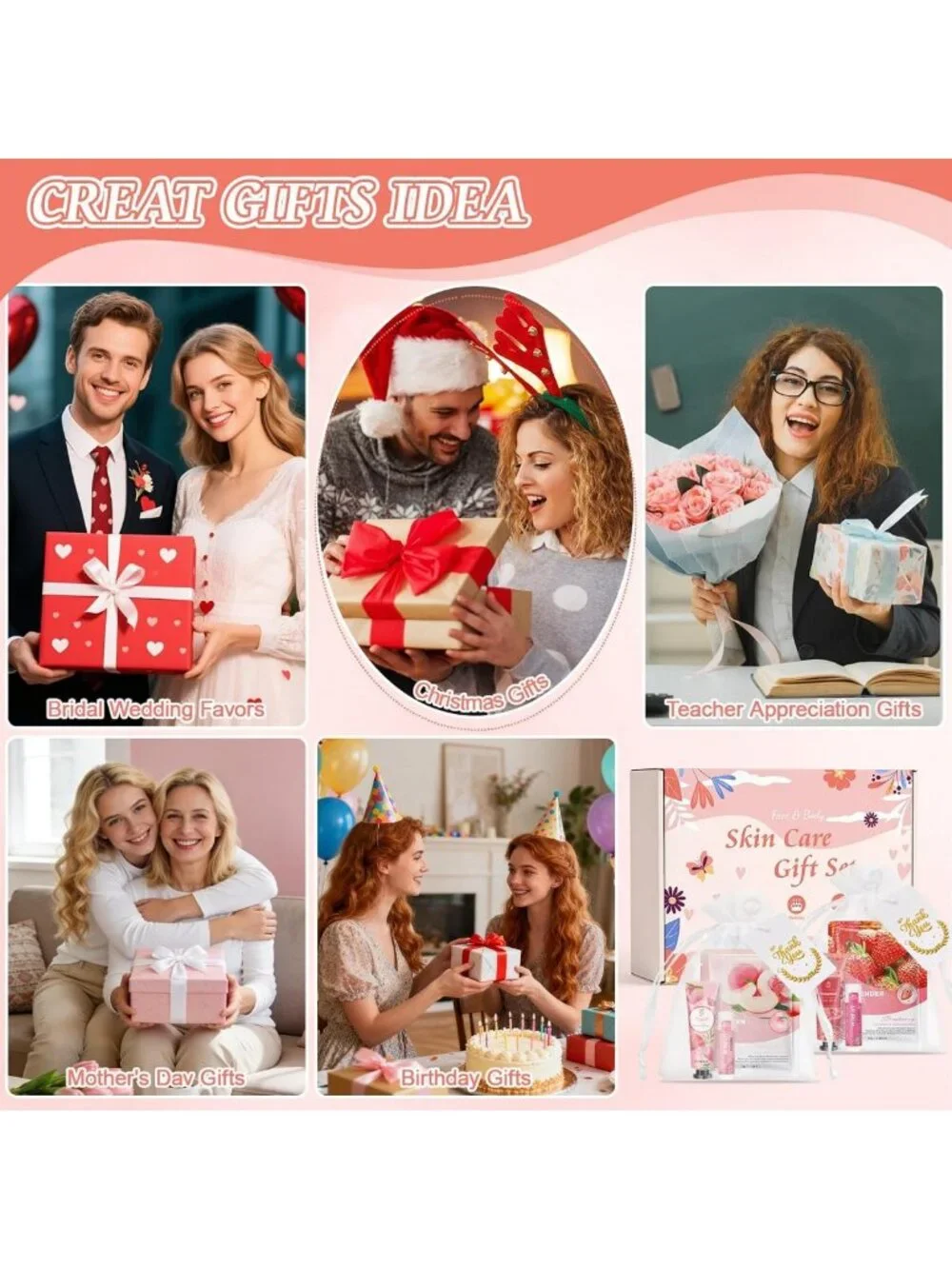 12 Sets Spa Gift Bundle for Women - Face Masks, Hand Cream, Lip Balm & Thank You